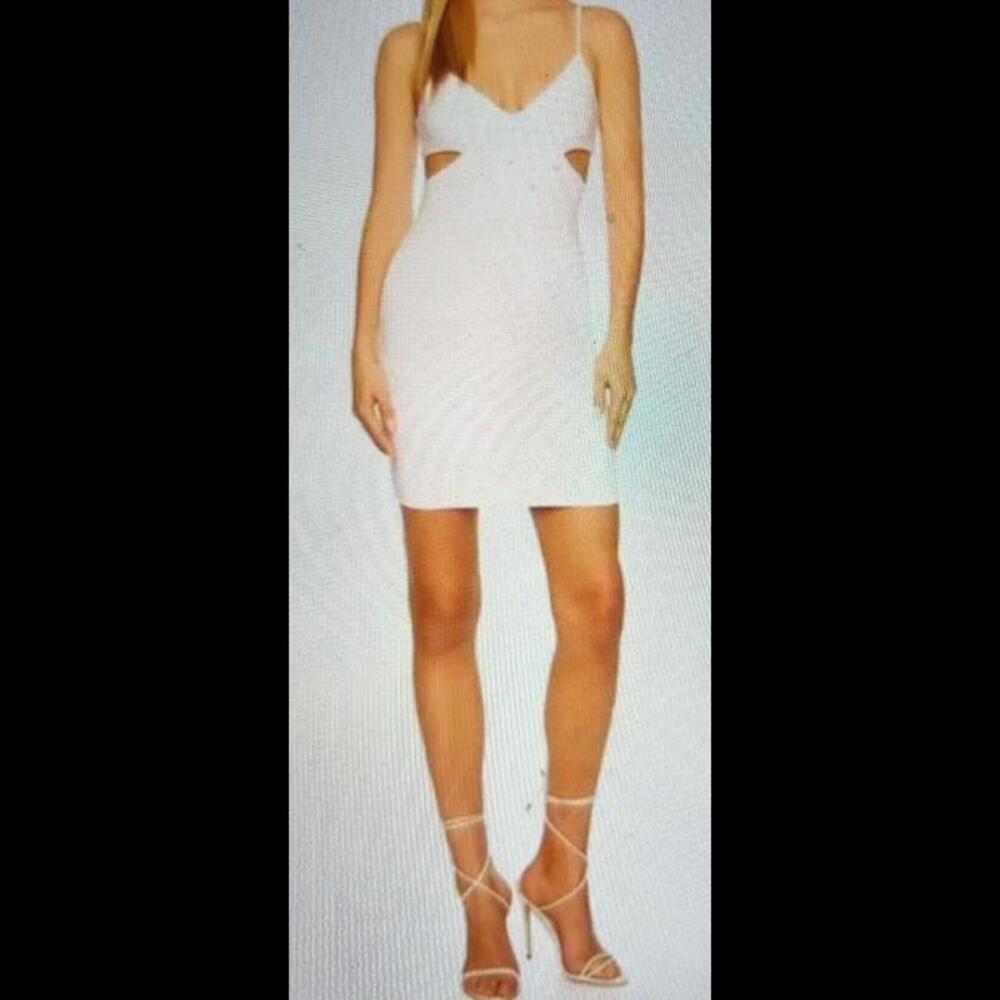 G4 NWT Susana Monaco White Sugar XL Thin Strap Mini With Cut Out A Line Dress